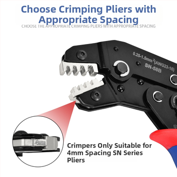 SN serijos krimpavimo replės, terminalų žandikauliai, geležies-nikelio lydinys, svoris 0,02