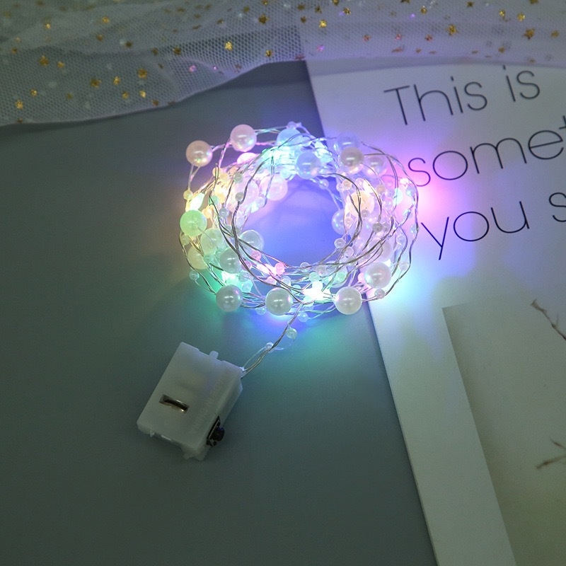 Rézdrótos LED-füzér, 20 LED, IP43, 1500 lm, gombos akkumulátorról működik, elektronikus lámpasorozat