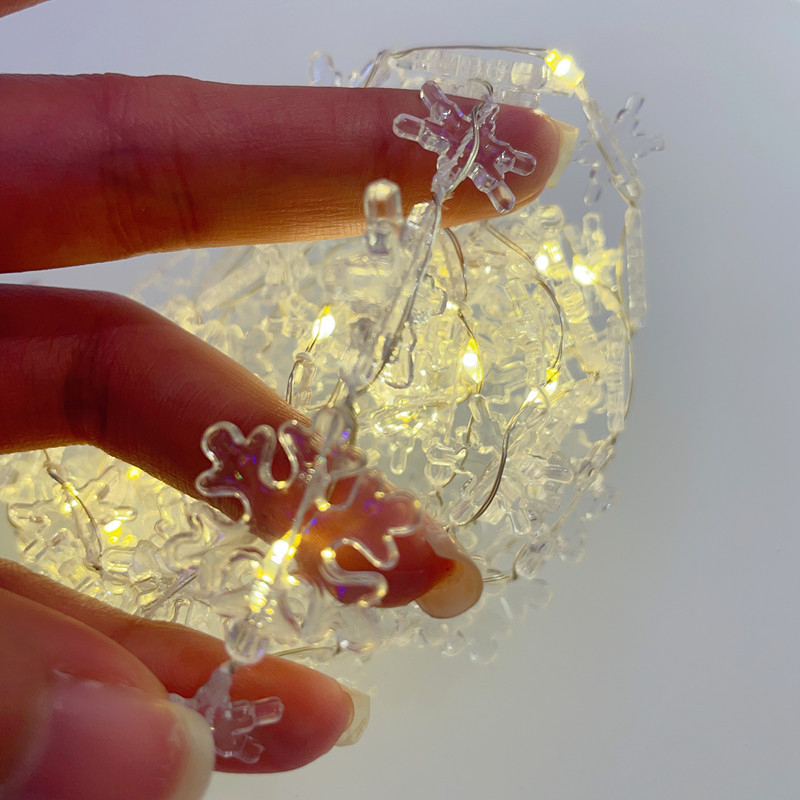 Rézdrótos LED-füzér, 20 LED, IP43, 1500 lm, gombos akkumulátorról működik, elektronikus lámpasorozat