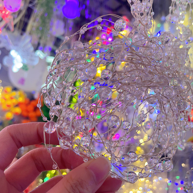 Rézdrótos LED-füzér, 20 LED, IP43, 1500 lm, gombos akkumulátorról működik, elektronikus lámpasorozat