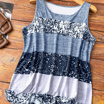 Γυναικείο αμάνικο τοπ με 3D εκτύπωση, στύλ ιμάντες, χαλαρή γραμμή, ύφασμα imitation cotton με 70–80% πολυεστέρα