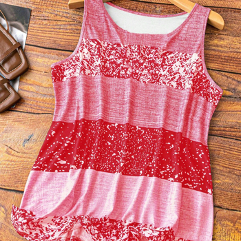 Γυναικείο αμάνικο τοπ με 3D εκτύπωση, στύλ ιμάντες, χαλαρή γραμμή, ύφασμα imitation cotton με 70–80% πολυεστέρα