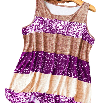 Γυναικείο αμάνικο τοπ με 3D εκτύπωση, στύλ ιμάντες, χαλαρή γραμμή, ύφασμα imitation cotton με 70–80% πολυεστέρα