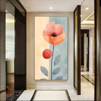 Две рамки: флорална маслена картина върху платно с алуминиева рамка; модерен минималистичен стил, подходяща за всекидневна, спалня, кабинет, антре и търговски пространства