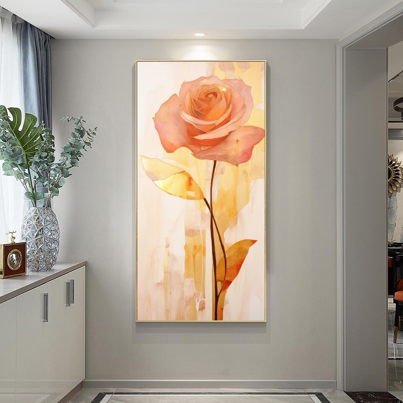 Две рамки: флорална маслена картина върху платно с алуминиева рамка; модерен минималистичен стил, подходяща за всекидневна, спалня, кабинет, антре и търговски пространства