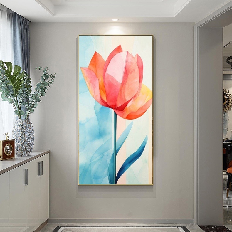 Две рамки: флорална маслена картина върху платно с алуминиева рамка; модерен минималистичен стил, подходяща за всекидневна, спалня, кабинет, антре и търговски пространства