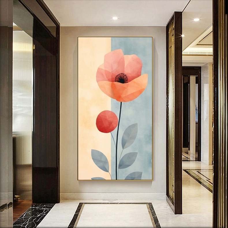 Две рамки: флорална маслена картина върху платно с алуминиева рамка; модерен минималистичен стил, подходяща за всекидневна, спалня, кабинет, антре и търговски пространства