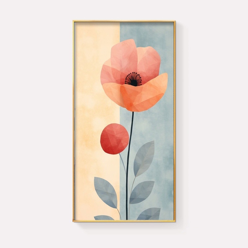 Две рамки: флорална маслена картина върху платно с алуминиева рамка; модерен минималистичен стил, подходяща за всекидневна, спалня, кабинет, антре и търговски пространства