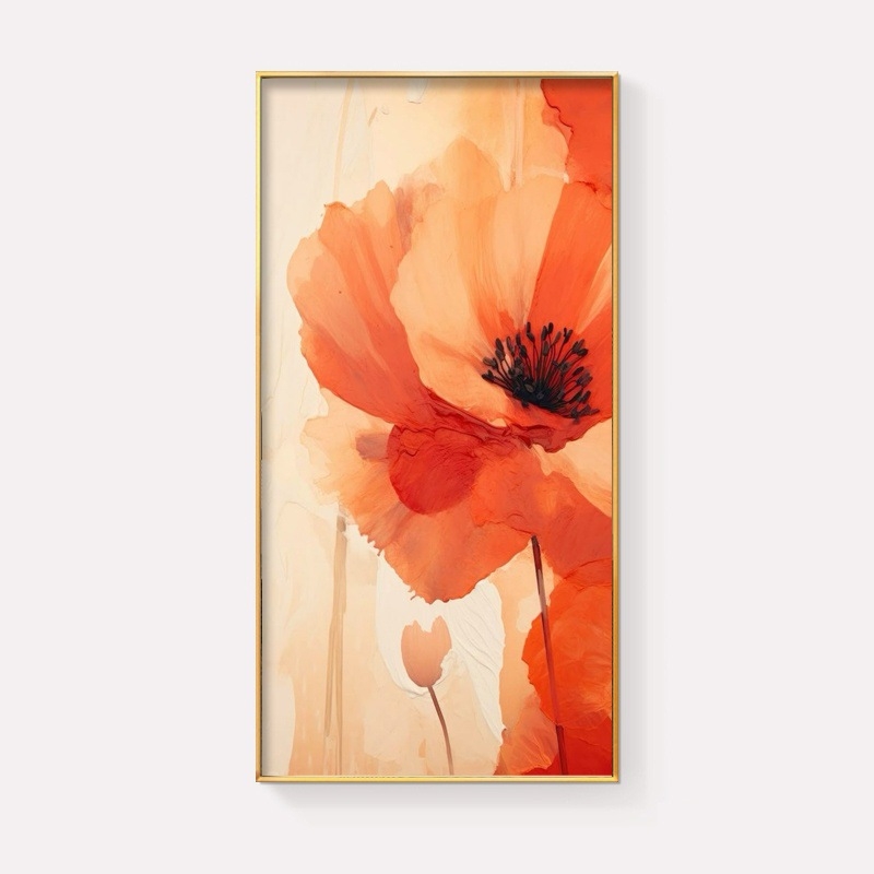 Две рамки: флорална маслена картина върху платно с алуминиева рамка; модерен минималистичен стил, подходяща за всекидневна, спалня, кабинет, антре и търговски пространства