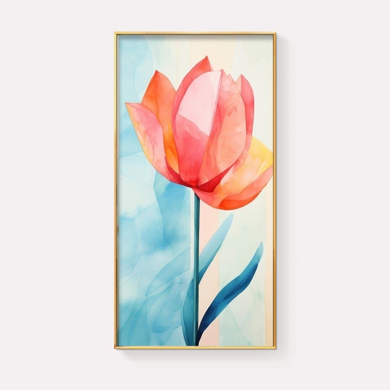 Две рамки: флорална маслена картина върху платно с алуминиева рамка; модерен минималистичен стил, подходяща за всекидневна, спалня, кабинет, антре и търговски пространства