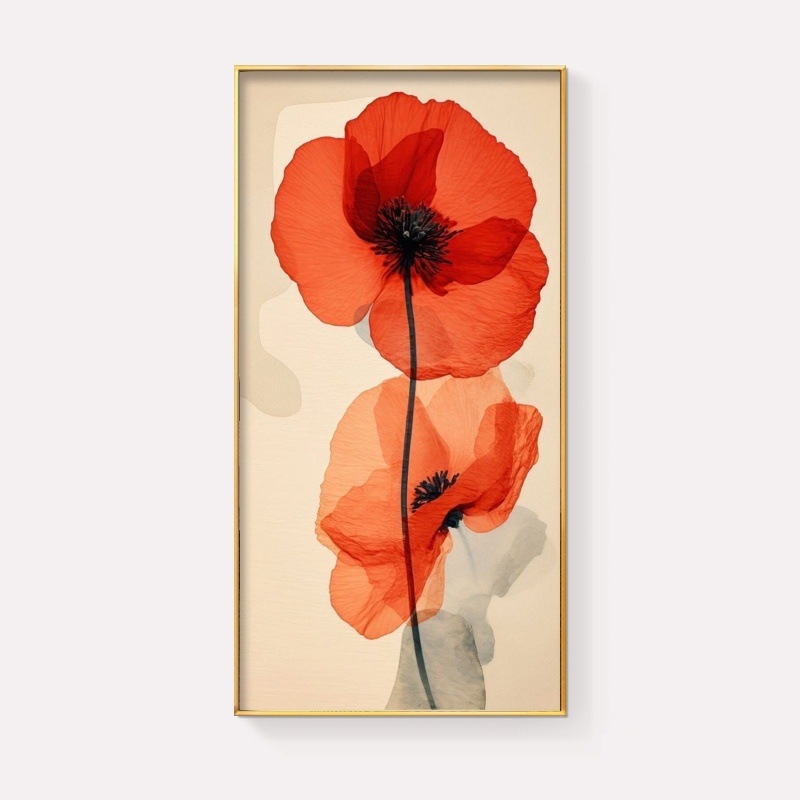 Две рамки: флорална маслена картина върху платно с алуминиева рамка; модерен минималистичен стил, подходяща за всекидневна, спалня, кабинет, антре и търговски пространства