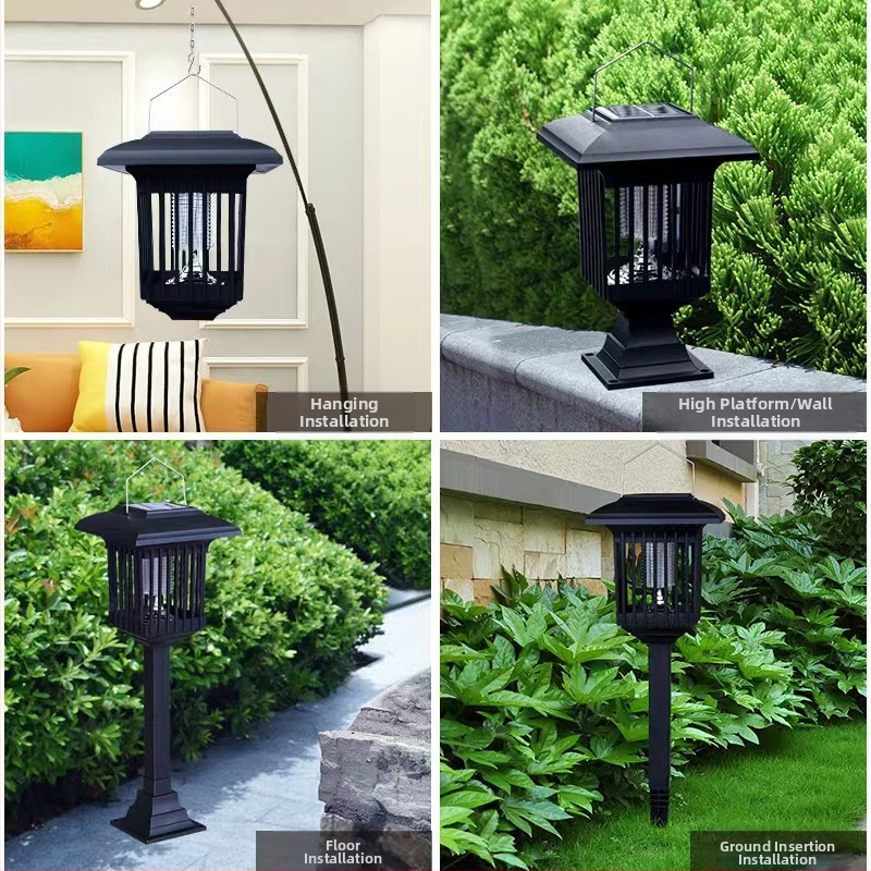 Solárna lampa na hubenie komárov, nepremokavá, prenosná na trávnik, pasca na komáre, 6–12 hodín prevádzky