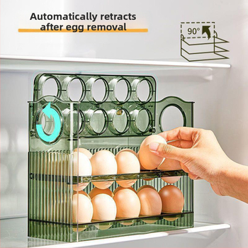 Kiaušinių laikymo dėžė šaldytuvui, skaidri, maisto kokybės plastikas, su šoninėmis durimis