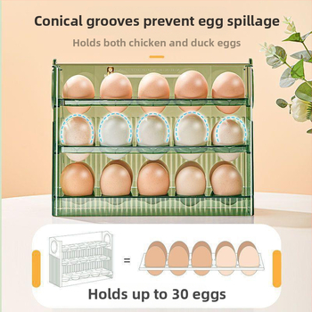 Kiaušinių laikymo dėžė šaldytuvui, skaidri, maisto kokybės plastikas, su šoninėmis durimis
