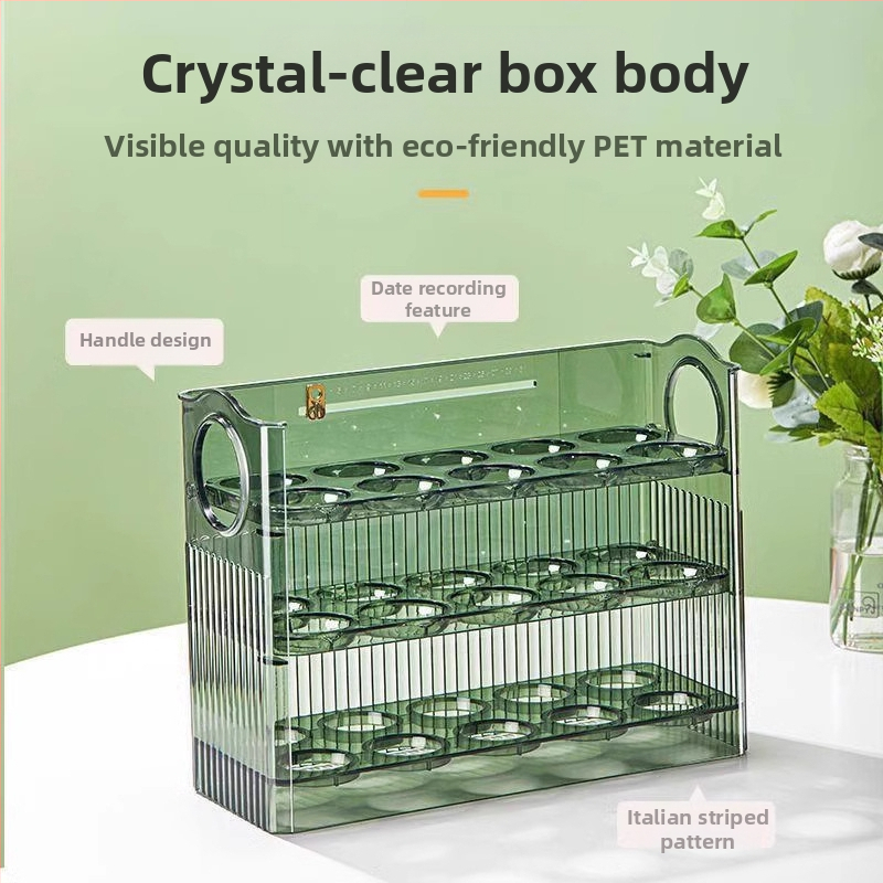 Кутия за яйца за хладилник, прозрачна, хранителна пластмаса, с странична врата