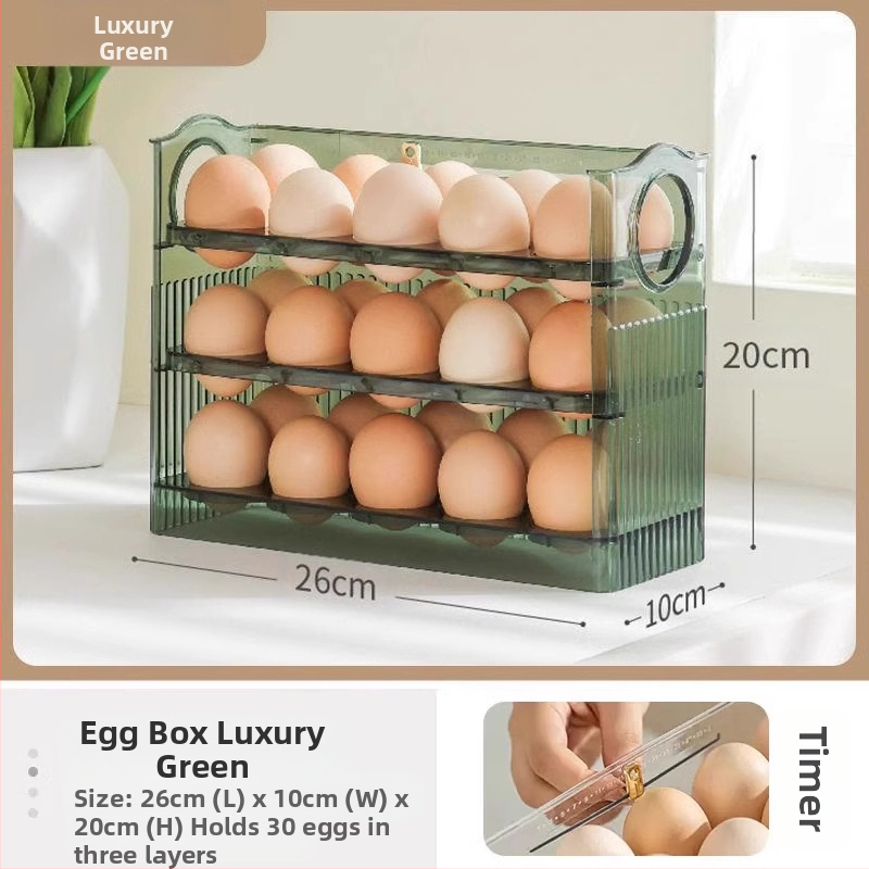 Kiaušinių laikymo dėžė šaldytuvui, skaidri, maisto kokybės plastikas, su šoninėmis durimis