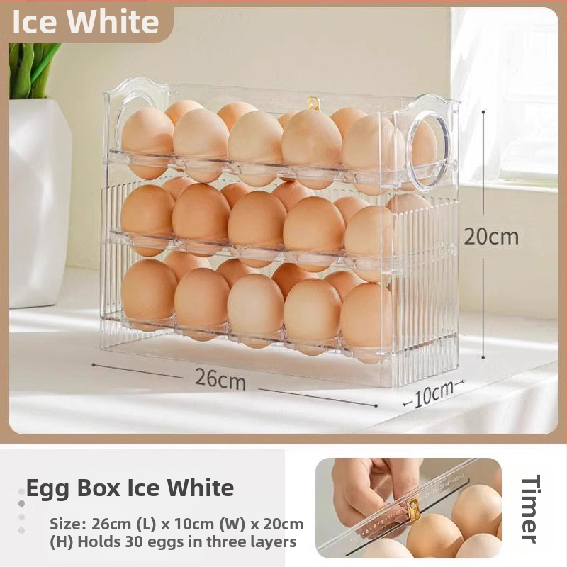 Kiaušinių laikymo dėžė šaldytuvui, skaidri, maisto kokybės plastikas, su šoninėmis durimis