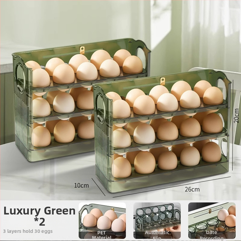 Kiaušinių laikymo dėžė šaldytuvui, skaidri, maisto kokybės plastikas, su šoninėmis durimis