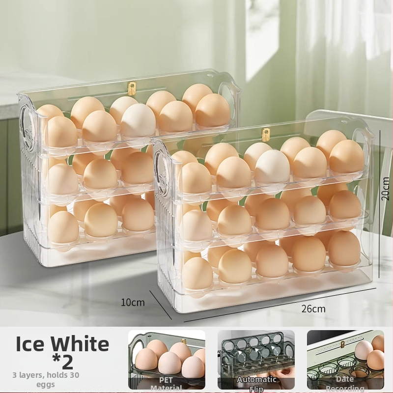 Kiaušinių laikymo dėžė šaldytuvui, skaidri, maisto kokybės plastikas, su šoninėmis durimis