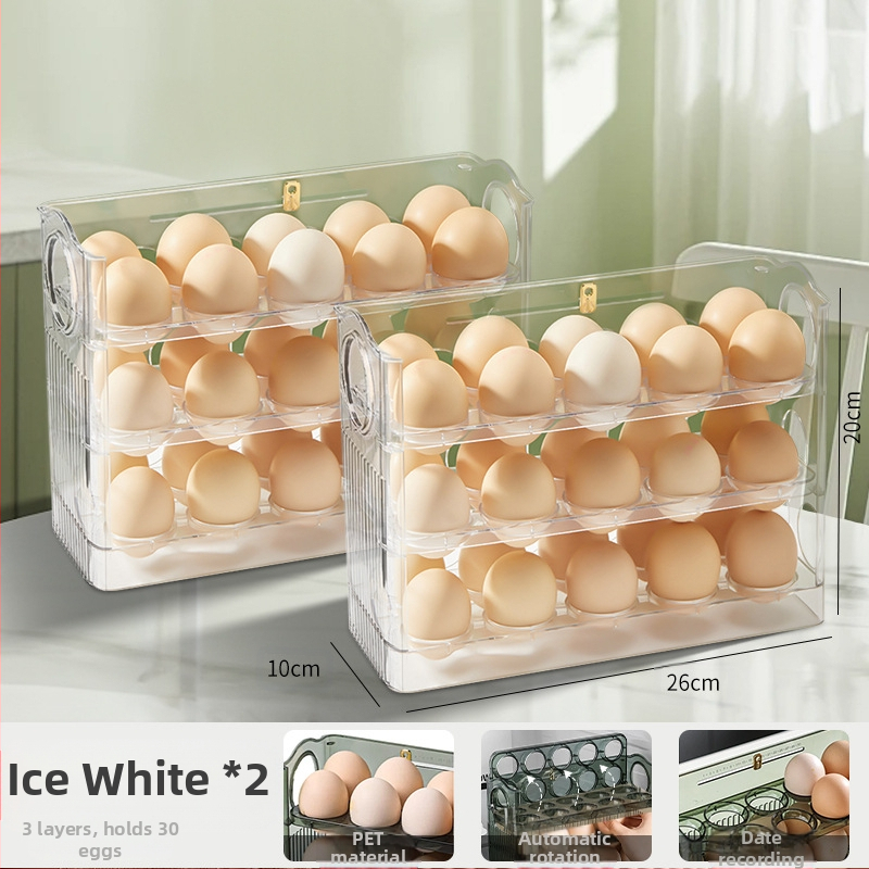 Kiaušinių laikymo dėžė šaldytuvui, skaidri, maisto kokybės plastikas, su šoninėmis durimis