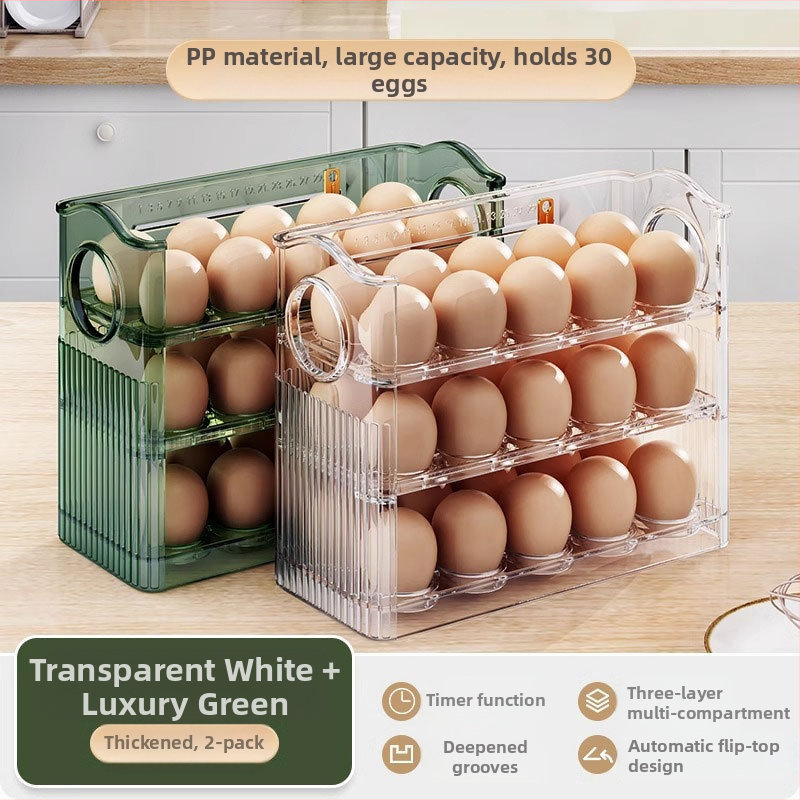 Kiaušinių laikymo dėžė šaldytuvui, skaidri, maisto kokybės plastikas, su šoninėmis durimis