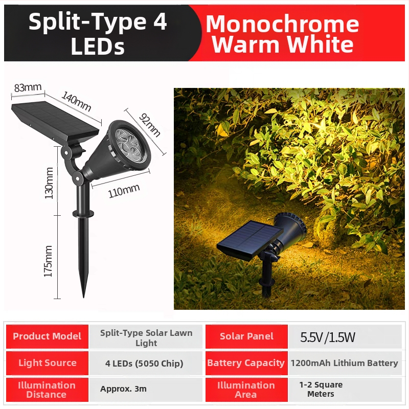 Saulės energijos kraštovaizdžio apšvietimas su išmaniuoju jungikliu, IP65 atsparus vandeniui, 6-10W, LED karoliukai iš aokeni