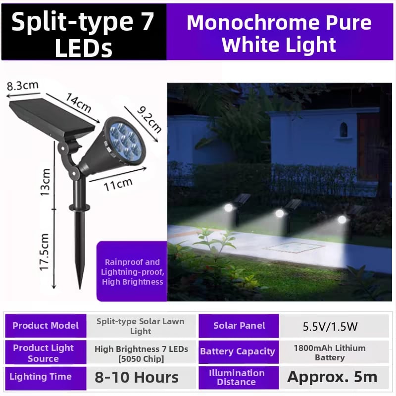 Saulės energijos kraštovaizdžio apšvietimas su išmaniuoju jungikliu, IP65 atsparus vandeniui, 6-10W, LED karoliukai iš aokeni