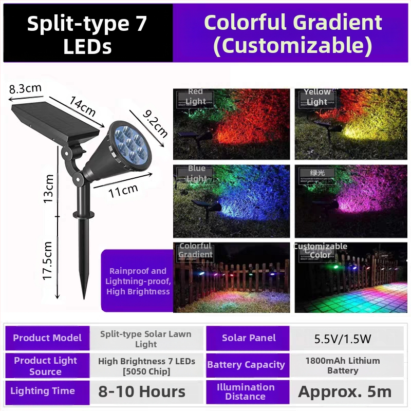 Saulės energijos kraštovaizdžio apšvietimas su išmaniuoju jungikliu, IP65 atsparus vandeniui, 6-10W, LED karoliukai iš aokeni