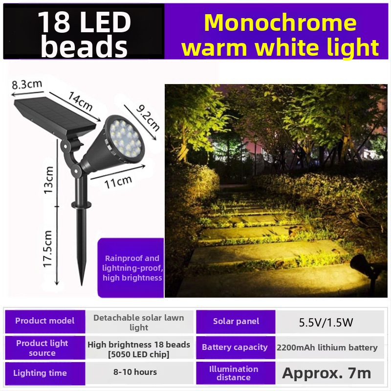 Saulės energijos kraštovaizdžio apšvietimas su išmaniuoju jungikliu, IP65 atsparus vandeniui, 6-10W, LED karoliukai iš aokeni