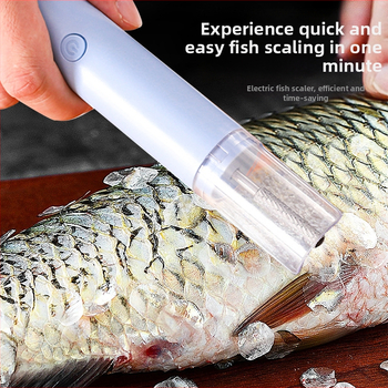 Elektrinis žuvų odelių šalinimo įrankis virtuvėje, automatinis, multifunkcinis, ABS + nerūdijantis plienas, 2023 išleidimas, logotipo spausdinimas galima