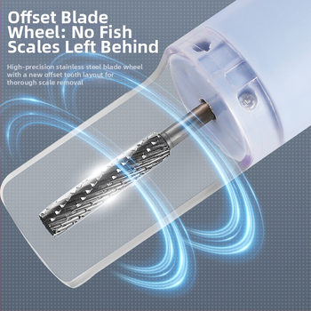 Elektrinis žuvų odelių šalinimo įrankis virtuvėje, automatinis, multifunkcinis, ABS + nerūdijantis plienas, 2023 išleidimas, logotipo spausdinimas galima