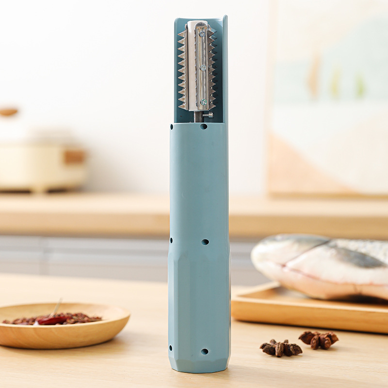 Elektrinis žuvų odelių šalinimo įrankis virtuvėje, automatinis, multifunkcinis, ABS + nerūdijantis plienas, 2023 išleidimas, logotipo spausdinimas galima