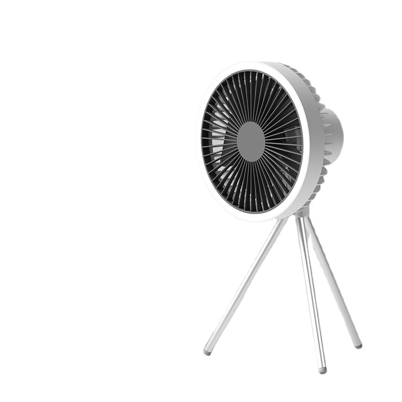 3 lábú USB ventilátor beépített 6000mAh akkumulátorral és éjjeli fénnyel – brushless motor, 3 sebesség, USB táplálás