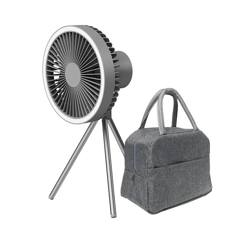 3 lábú USB ventilátor beépített 6000mAh akkumulátorral és éjjeli fénnyel – brushless motor, 3 sebesség, USB táplálás