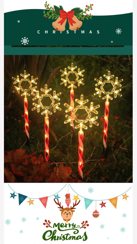 Candy Cane lauko saulės lemputė vejai ir sodui - IP65, 5000 lm, ≤36 V, baterija ir saulės energija