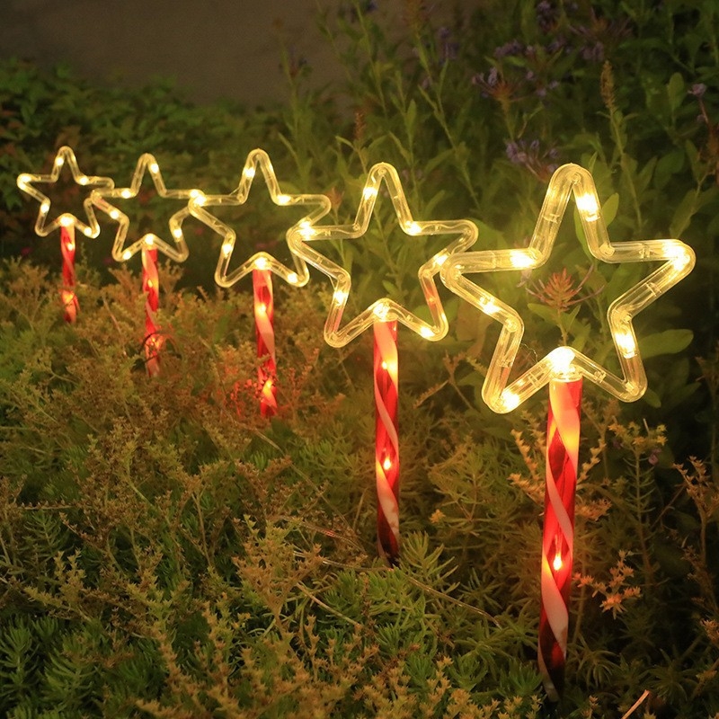 Candy Cane lauko saulės lemputė vejai ir sodui - IP65, 5000 lm, ≤36 V, baterija ir saulės energija