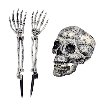 Хелоуински тричленен комплект декоративни черепи за подова украса, E40 база, IP66, 110000 lm, 220V, 10000 ч