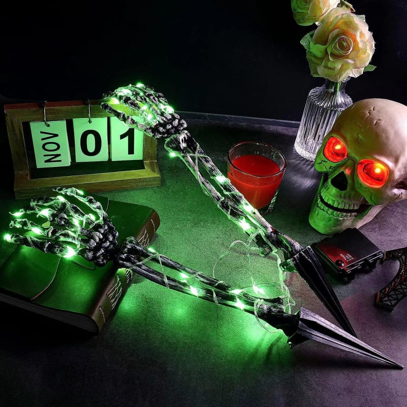 Halloween trīsgabalu skeleta galvas dekoratīvs komplekts ar E40 pamatu, IP66, 110000 lm, 220V, darbības laiks 10000 stundas