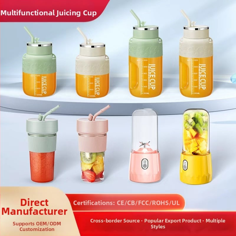 Nešiojamas sulčių spaudyklės puodelis, talpa 401–600 ml, galia 150 W, greitis 15001–18000 rpm, daugiau nei penki peiliai, įmontuota baterija