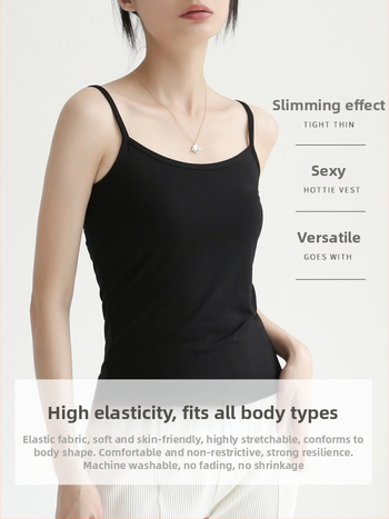 Τοπ καμιζολ από Modal, στενή γραμμή, μη αποσπώμενες διπλές τιράντες, casual ιαπωνο-κορεατικό στυλ