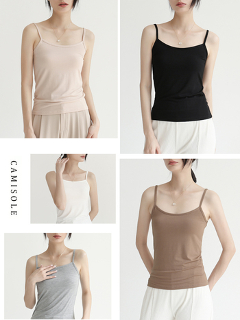 Τοπ καμιζολ από Modal, στενή γραμμή, μη αποσπώμενες διπλές τιράντες, casual ιαπωνο-κορεατικό στυλ