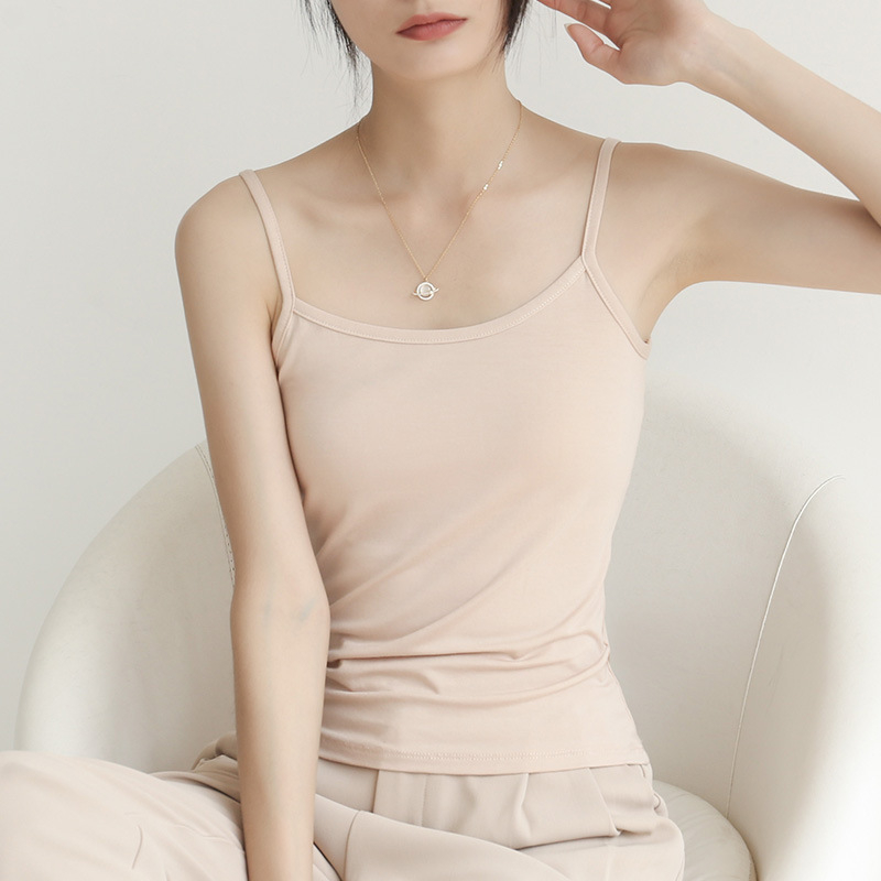 Modal anyagú camisole felső, karcsú szabás, nem levehető vállpántokkal, lazább japán-koreai stílus