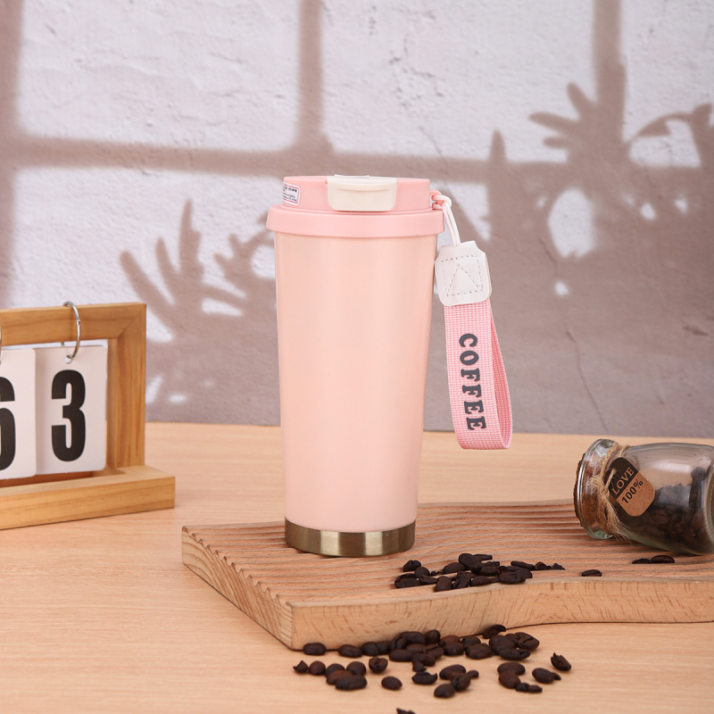 Szigetelt rozsdamentes acél termosz pohár szívószállal, autóba szerelhető, hordozható kialakítás, belső és külső 304 rozsdamentes acél, 6–12 óra szigetelés