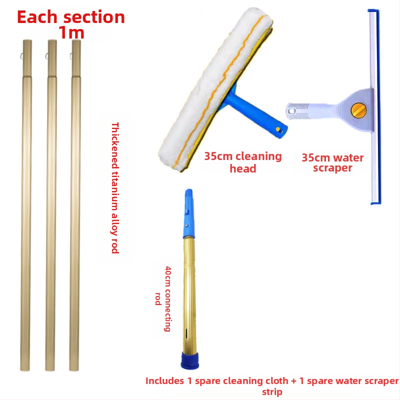Shijie Namų naudojimui skirtas stiklo valymo įrankis su išplėtimu teleskopine lazda, vienpusiai valymas, nerūdijantis plienas, rankinis