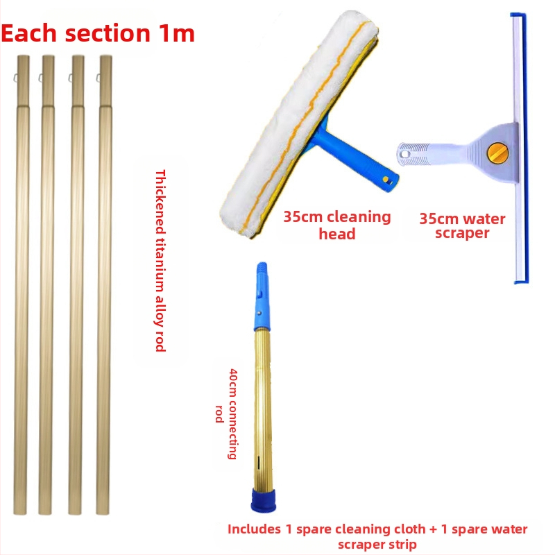 Shijie Namų naudojimui skirtas stiklo valymo įrankis su išplėtimu teleskopine lazda, vienpusiai valymas, nerūdijantis plienas, rankinis