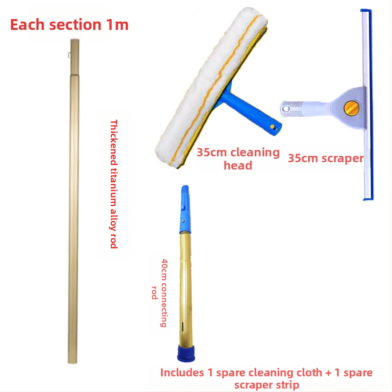 Shijie Namų naudojimui skirtas stiklo valymo įrankis su išplėtimu teleskopine lazda, vienpusiai valymas, nerūdijantis plienas, rankinis