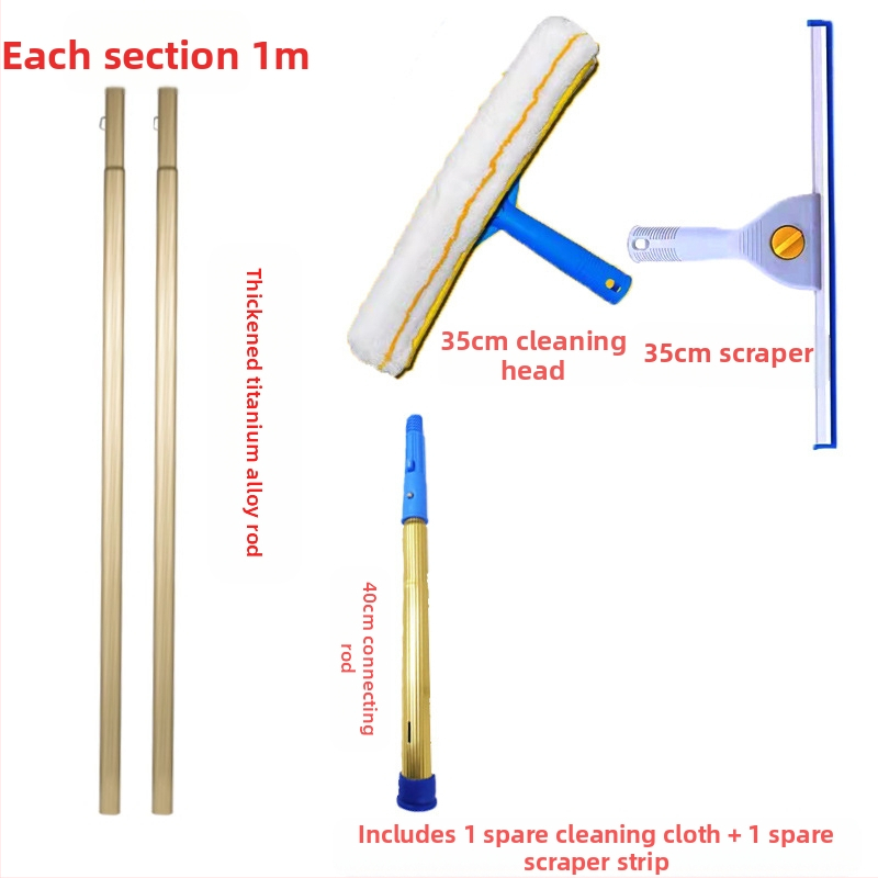 Shijie Namų naudojimui skirtas stiklo valymo įrankis su išplėtimu teleskopine lazda, vienpusiai valymas, nerūdijantis plienas, rankinis