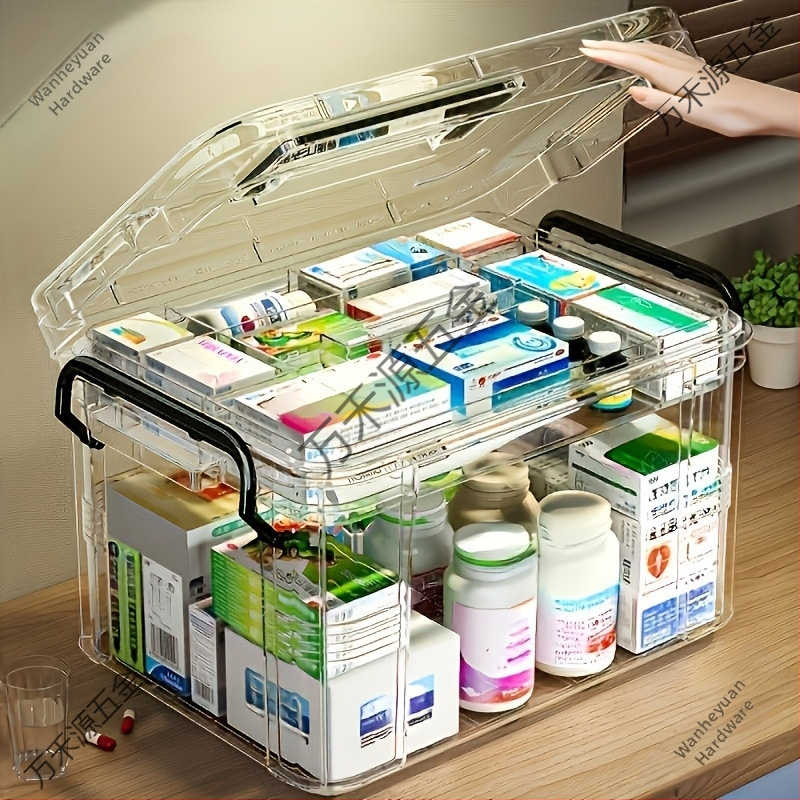 Κιβώτιο φαρμάκων οικιακής χρήσης, μεγάλη χωρητικότητα με διαχωρισμένες θήκες; πλαστικό, φορητό, μοντέλο 8099, δυνατότητα εκτύπωσης λογότυπου, 2 θήκες