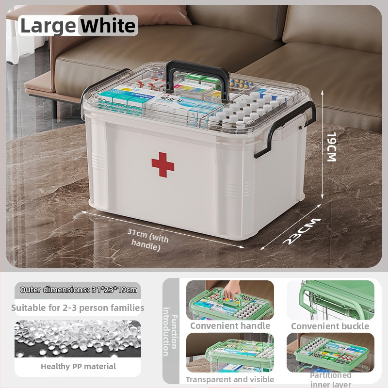 Κιβώτιο φαρμάκων οικιακής χρήσης, μεγάλη χωρητικότητα με διαχωρισμένες θήκες; πλαστικό, φορητό, μοντέλο 8099, δυνατότητα εκτύπωσης λογότυπου, 2 θήκες