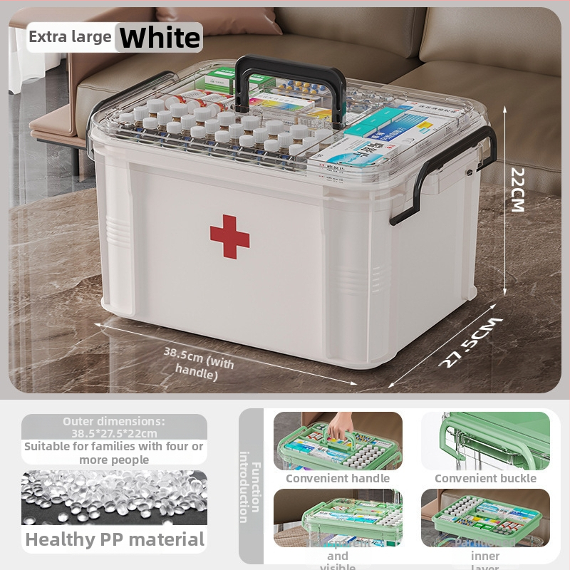 Κιβώτιο φαρμάκων οικιακής χρήσης, μεγάλη χωρητικότητα με διαχωρισμένες θήκες; πλαστικό, φορητό, μοντέλο 8099, δυνατότητα εκτύπωσης λογότυπου, 2 θήκες
